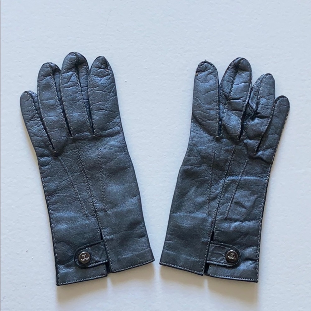 VERSACE Vintage Metallic Leather Gloves - Picture 1 of 12
